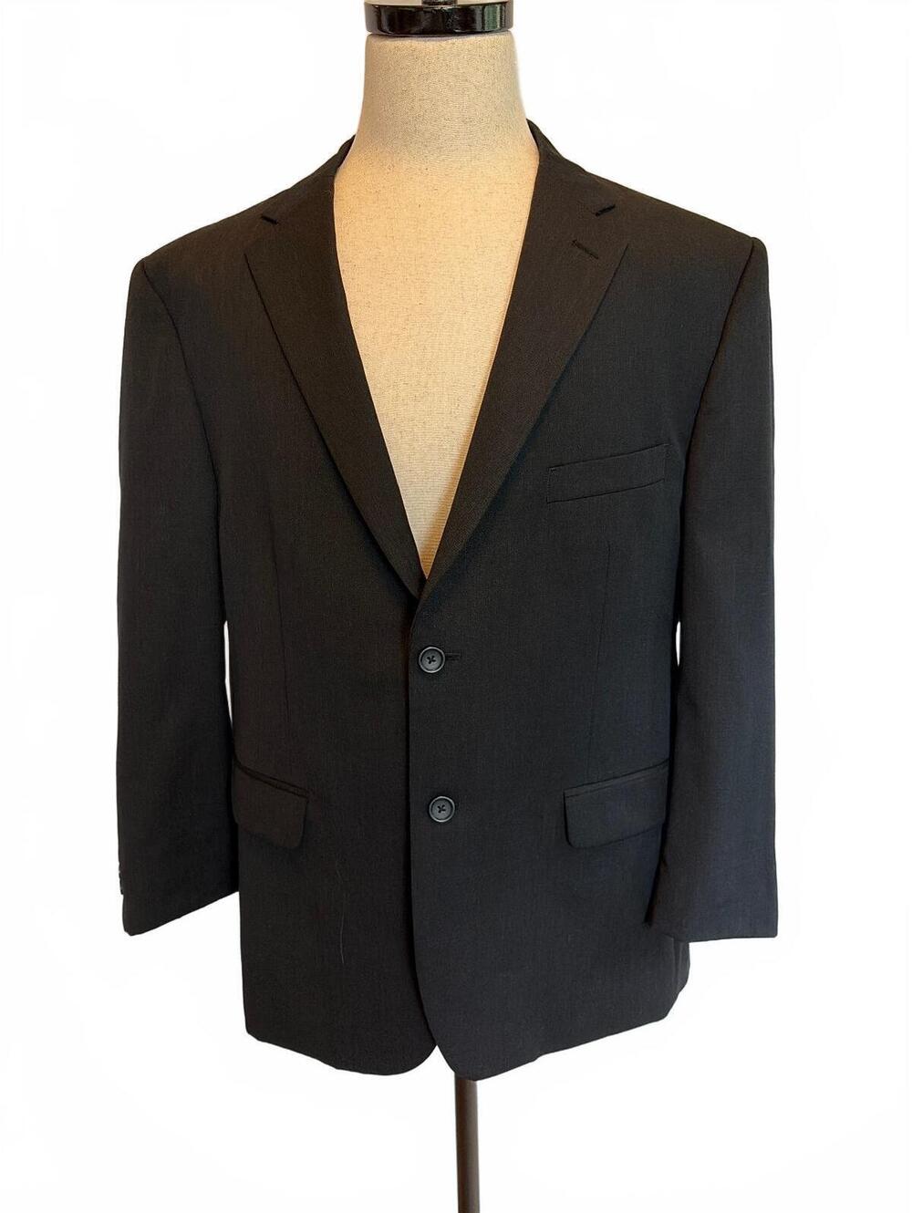 Pronto Uomo Platinum Men's Blazer 46S Black Wool Two Button Classic Tailored